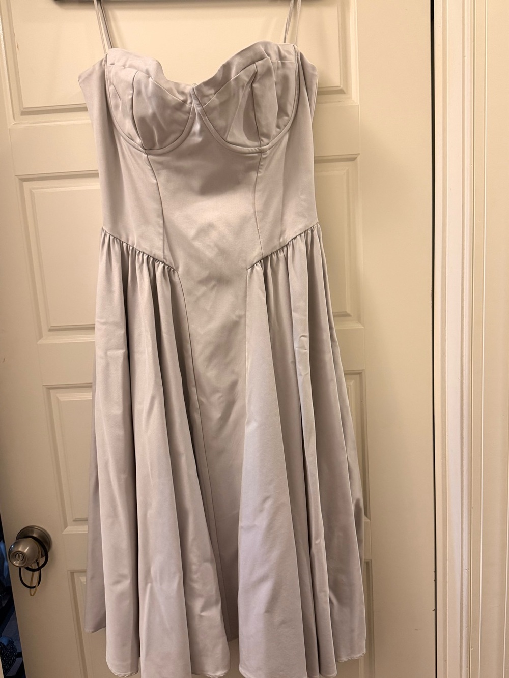 House of CB Light Silver Satin Bustier Top with Label Detail
